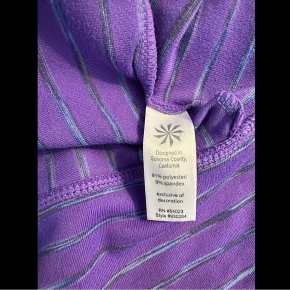 ATHLETA Pop Space Dye Purple Top Shirt Blouse Reflective Blue Gray Pocket Tee - Picture 11 of 12